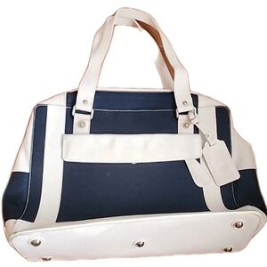 Cortiglia Marina Navy canvas white leather tennis bag tote